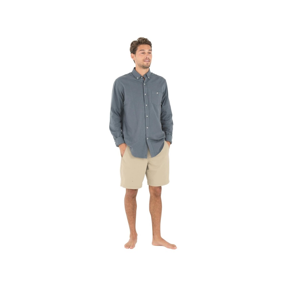 Free Fly Mens Flannel Bamboo Long Sleeve Button Down Shirt Gray XL Blue Dusk
